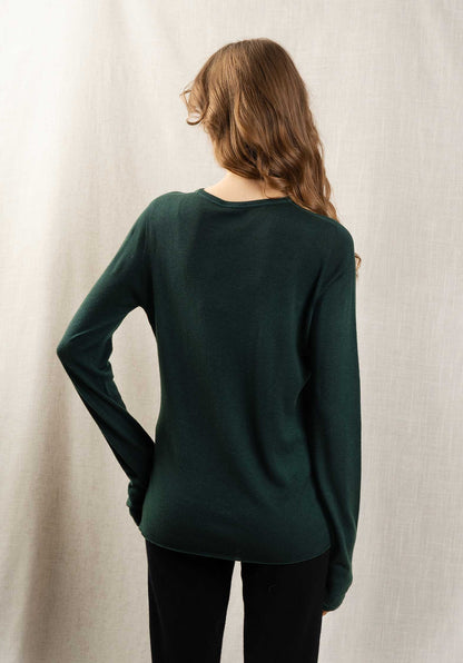 Majestic | Cashmere Crew Neck T-Shirt - Green Forest