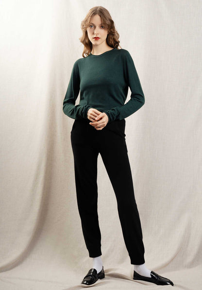 Majestic | Cashmere Crew Neck T-Shirt - Green Forest