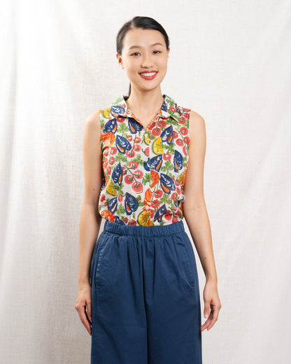 Women Blouse 100 Percent Cotton Poplin Button-Front - Ivory Scoglio