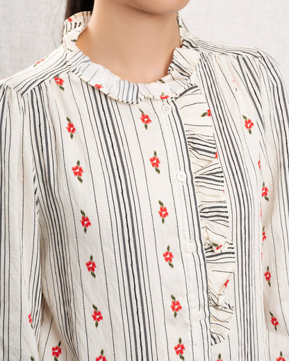 Cacao Bisous | Sculpted Volume Blouse - Beige