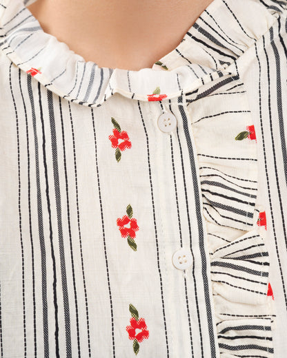 Cacao Bisous | Sculpted Volume Blouse - Beige