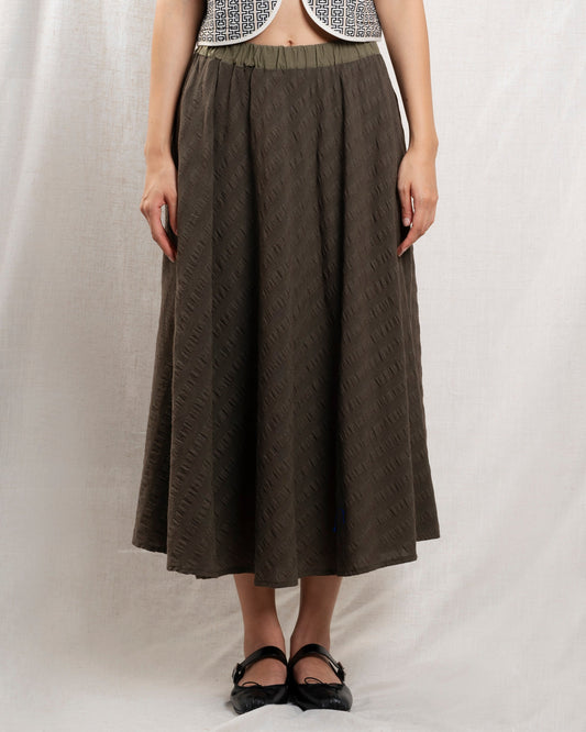 Womens Skirt 100 Percent Cotton Poplin Fabric - Brown