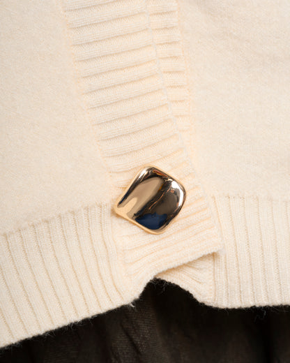 Cacao Bisous | Beige Knit Vest - Relaxed Open Front
