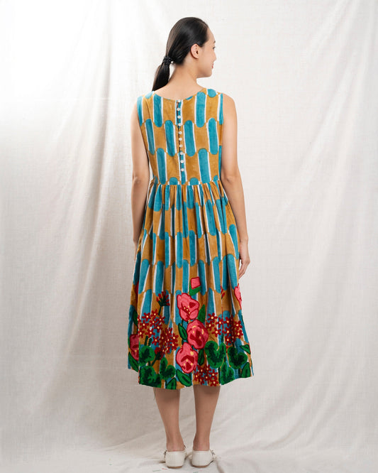 Women's Dress Premium 100% Silk Crepe For Evening - Camelia