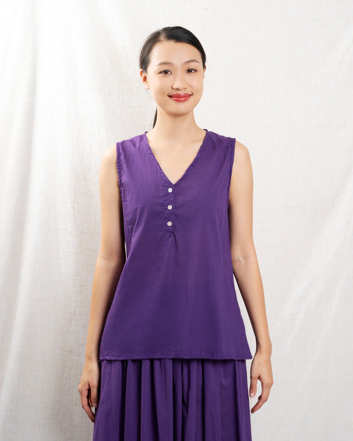 Xiwikj | Button-Down Cotton Poplin Blouse - Purple