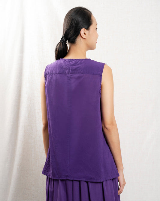 Women's Button-Down Blouse 100% Cotton Poplin Fabric - Lilla