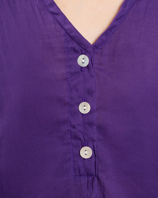 Women's Button-Down Blouse 100% Cotton Poplin Fabric - Lilla