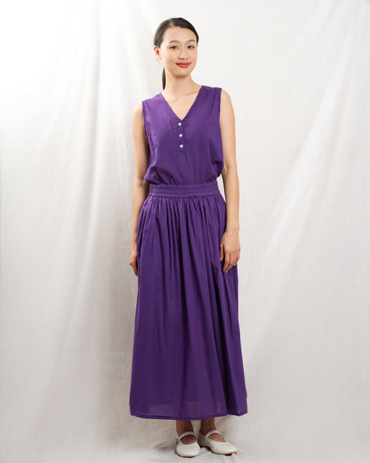 Women's Skirt Cotton-Blend Twill With Stretch - Lilac Lilla