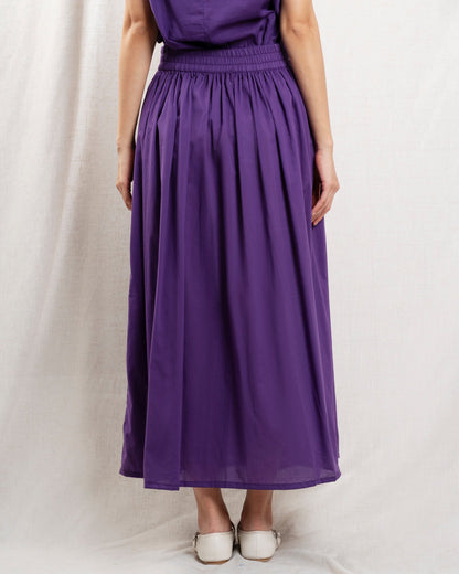 Women's Skirt Cotton-Blend Twill With Stretch - Lilac Lilla