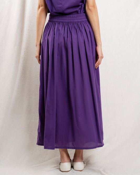 Women's Skirt Cotton-Blend Twill With Stretch - Lilac Lilla