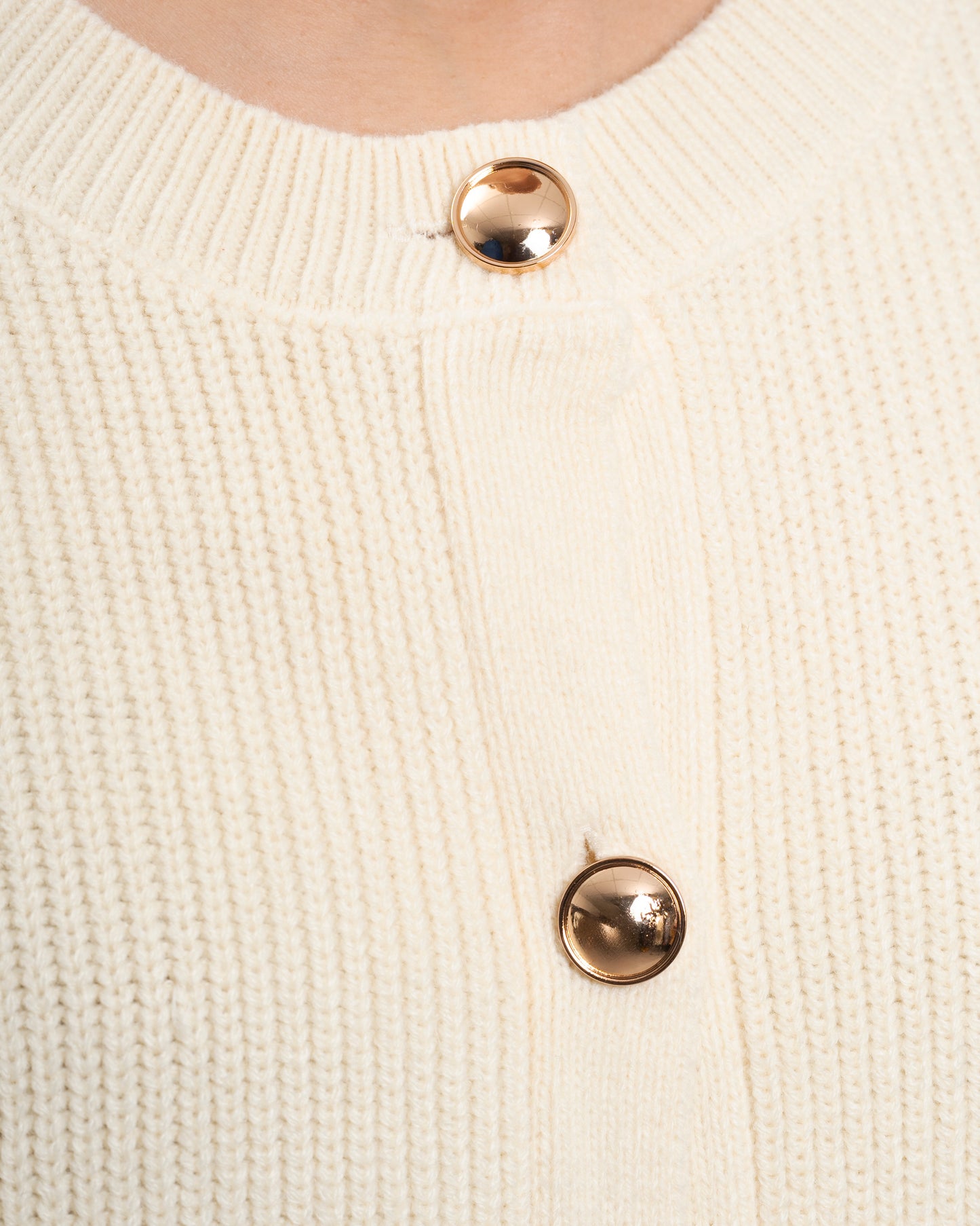 Cacao Bisous | Oversized Ecru Cardigan with Lapel Collar