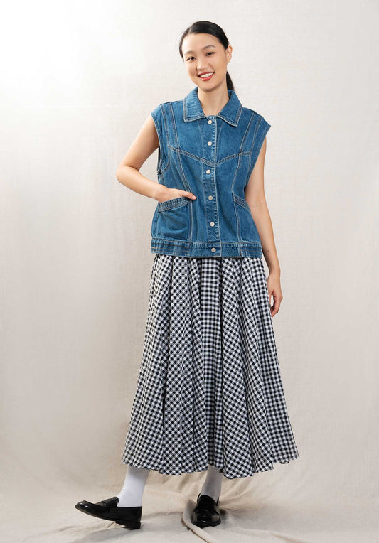 Skirt Sw601-2 Black-Vichy