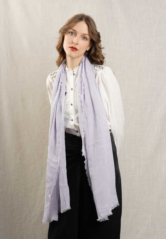 Clémence | Oversized Lilac Linen-Modal Wrap Scarf