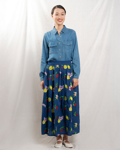 Women's Skirt 100 Percent Cotton Poplin Lightweight - Lemon