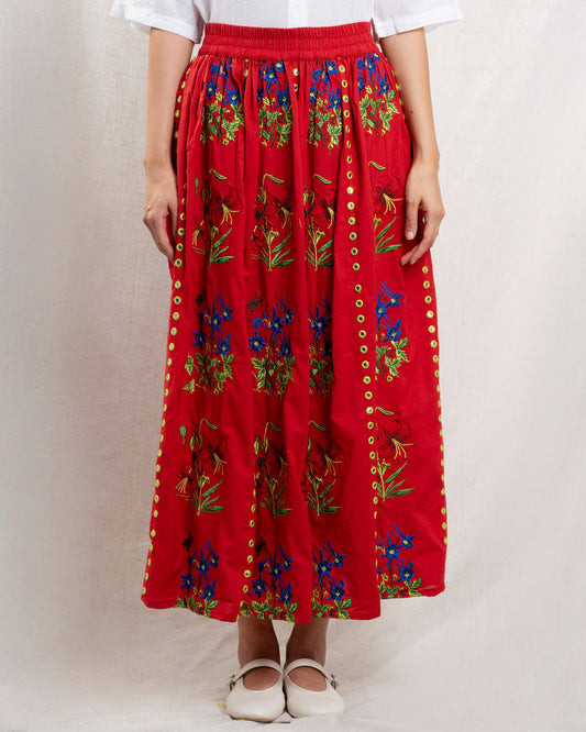 Women Skirt Cotton Poplin Lightweight -  Floral Paradisia