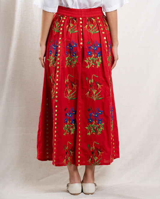 Women Skirt Cotton Poplin Lightweight -  Floral Paradisia