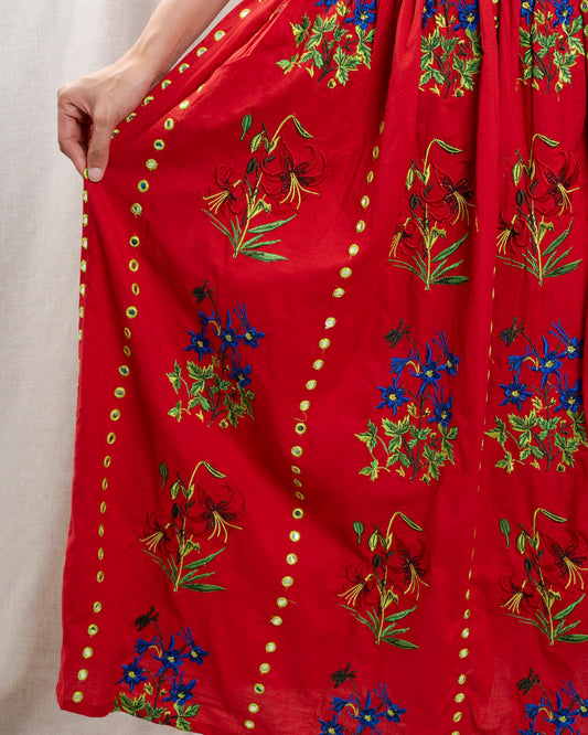 Women Skirt Cotton Poplin Lightweight -  Floral Paradisia