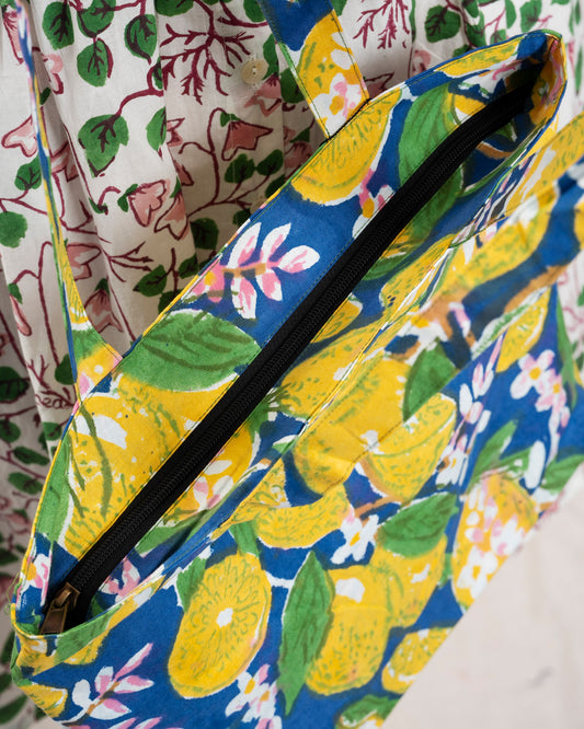 Women's Tote Bag Extra Durable Premium Cotton Canvas - Lemon