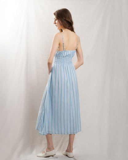 Petite Mendigote | Vivi Rayures Midi Dress - Blue Stripe