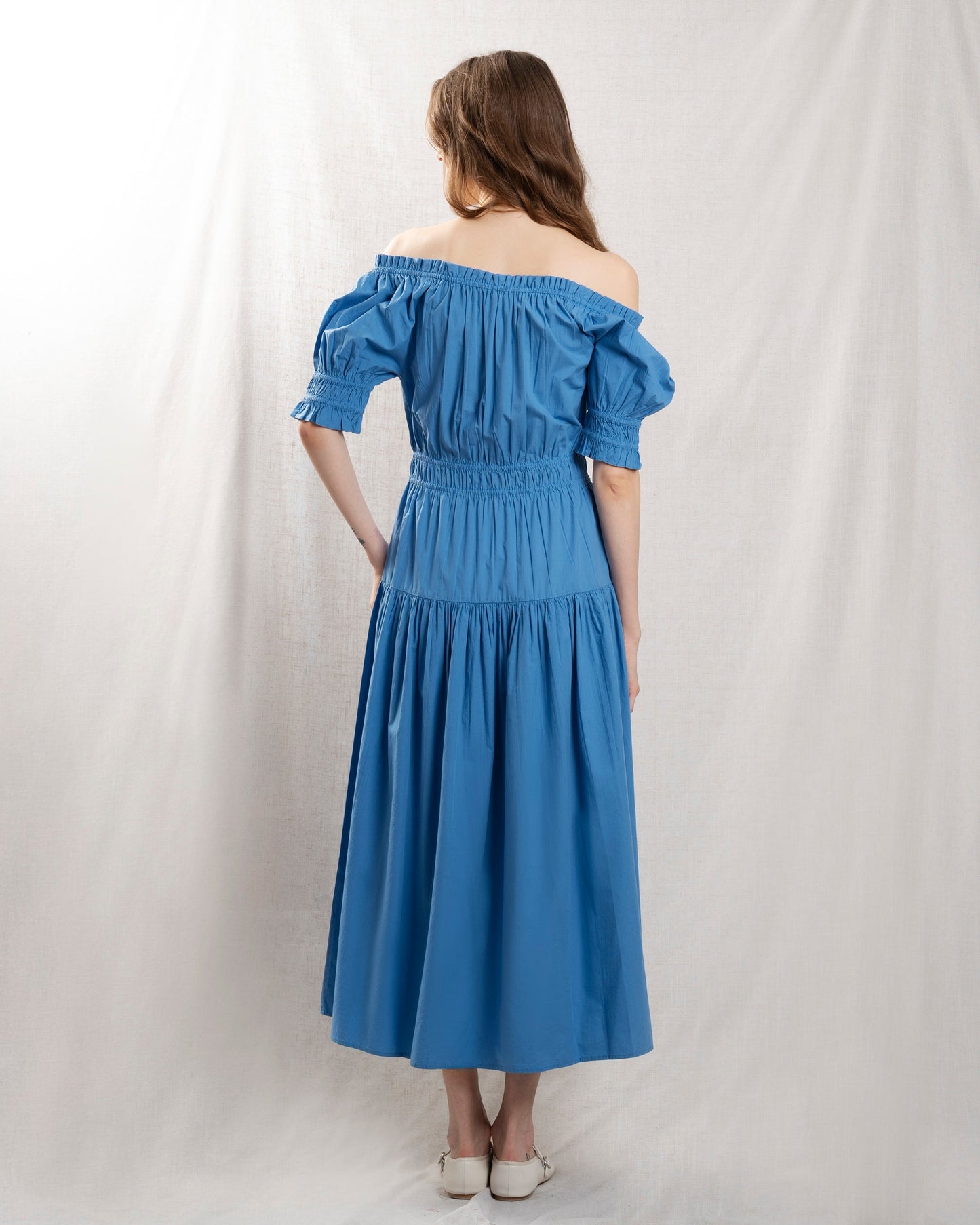 Petite Mendigote | Chiara Off-Shoulder Dress - Blue