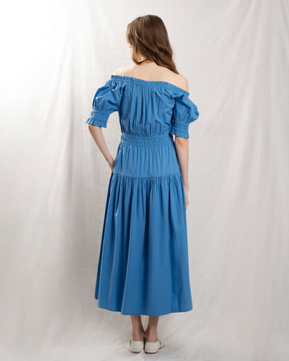 Petite Mendigote | Chiara Off-Shoulder Dress - Blue