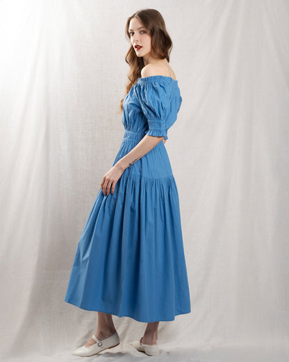 Petite Mendigote | Chiara Off-Shoulder Dress - Blue
