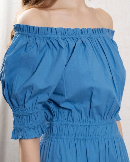 Petite Mendigote | Chiara Off-Shoulder Dress - Blue