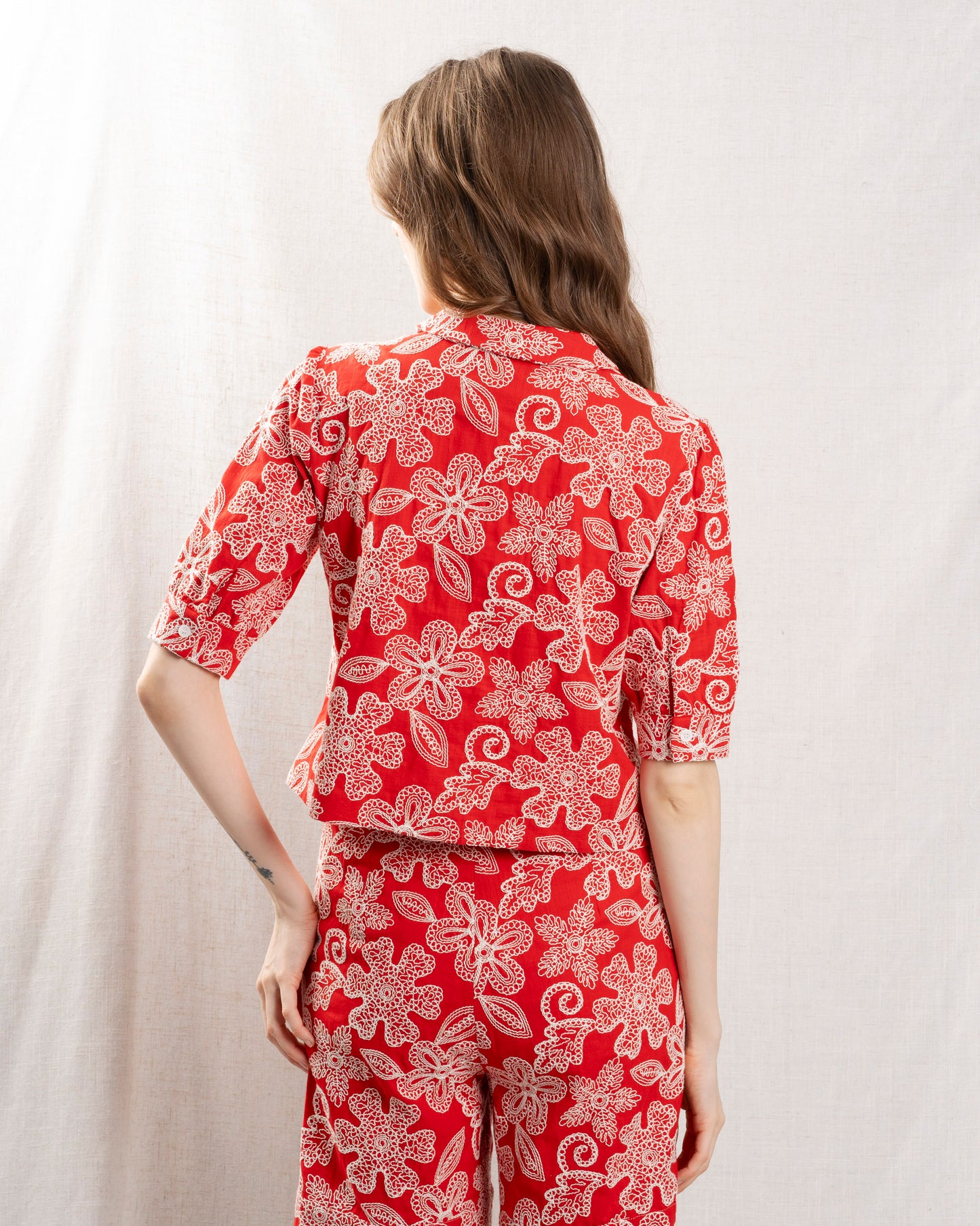 Maria de la Orden | Bibi Blouse in Red Floral Print