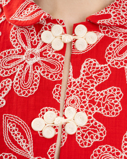 Maria de la Orden | Bibi Blouse in Red Floral Print
