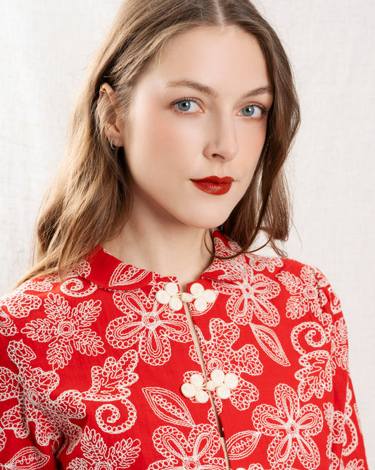 Blouse Bibi Red-Flowers