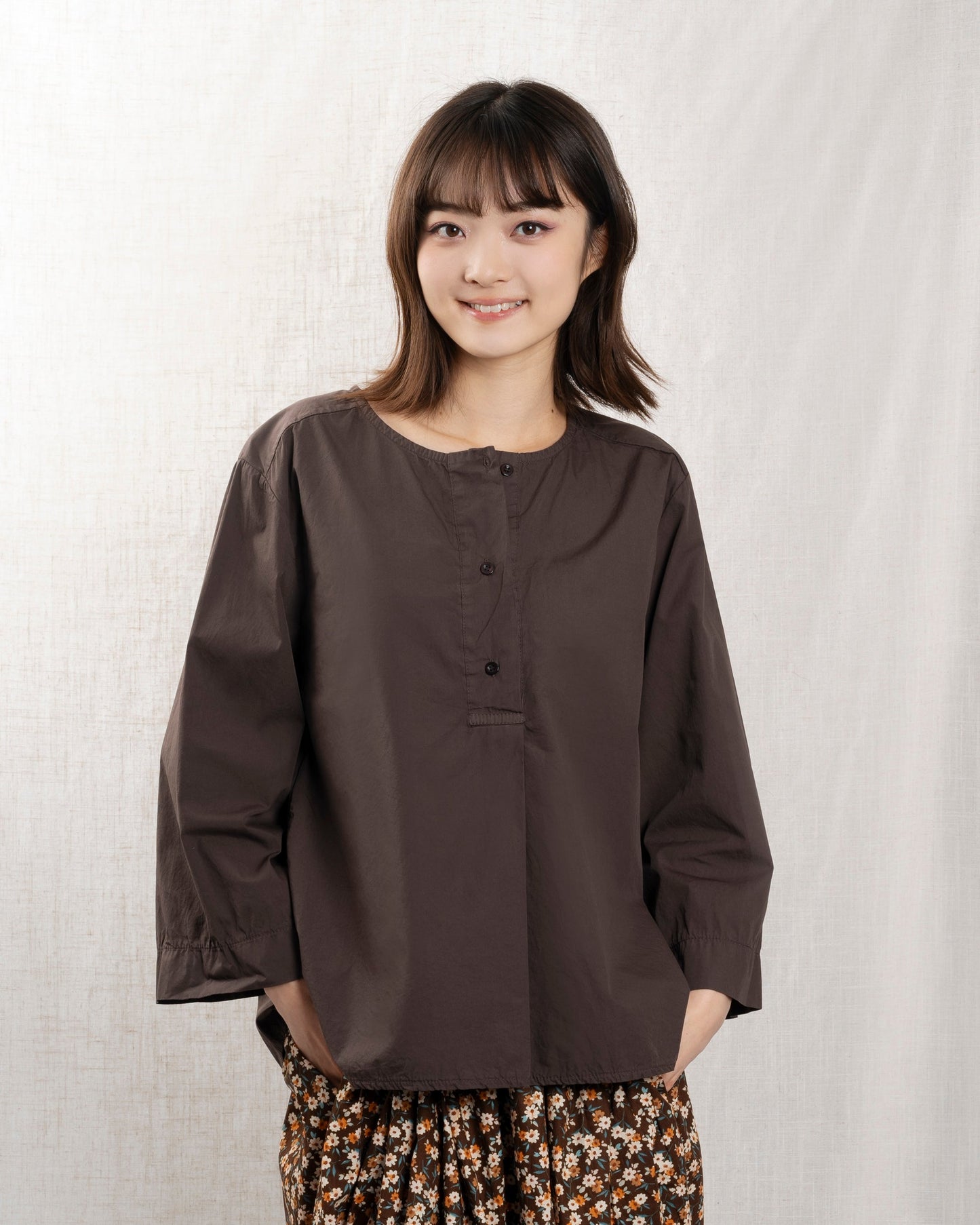 LUCIE NICOLE | Sculpted Drape Blouse - Choco