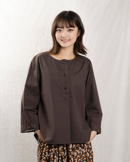 LUCIE NICOLE | Sculpted Drape Blouse - Choco