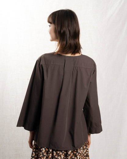 LUCIE NICOLE | Sculpted Drape Blouse - Choco