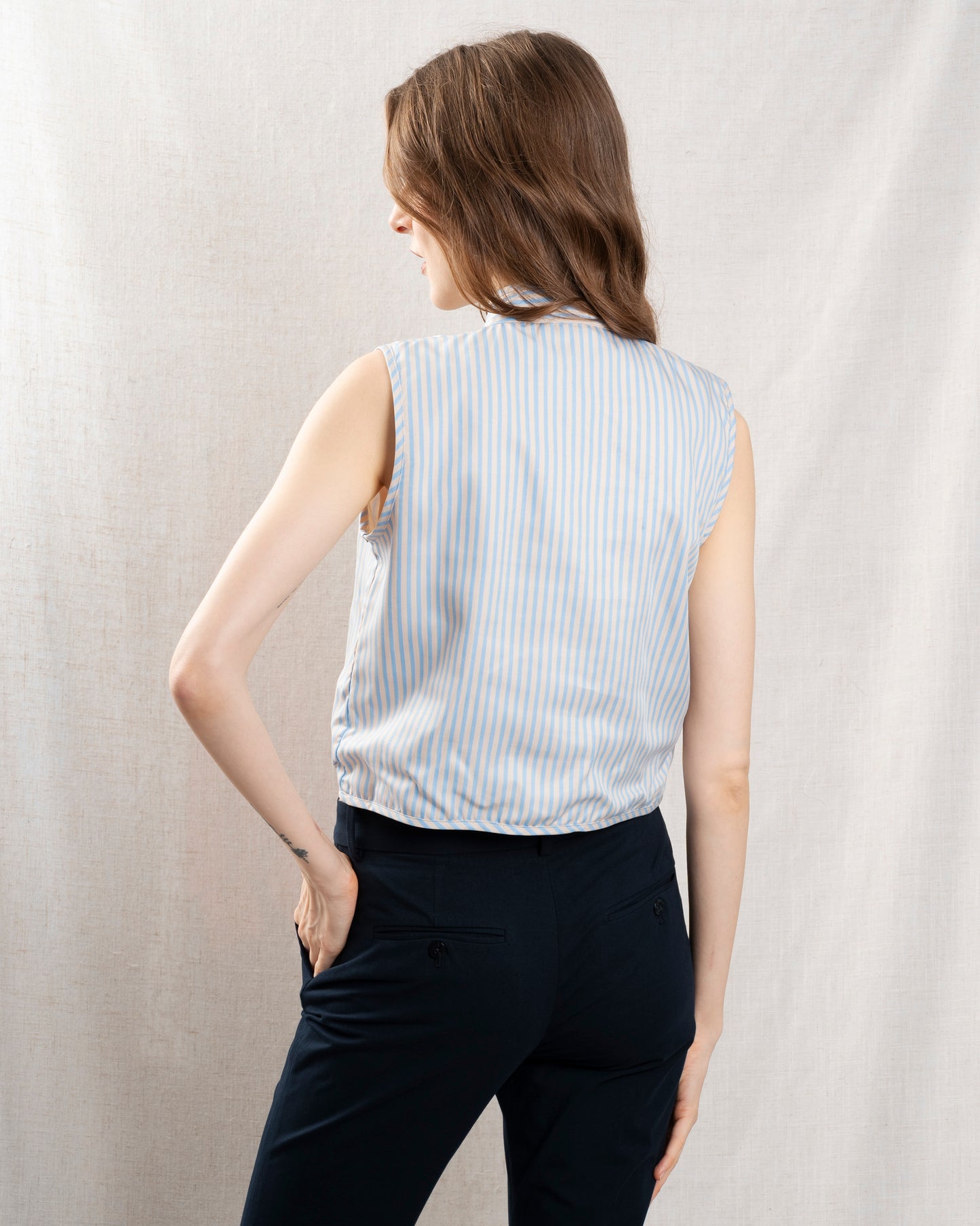 Maria de la Orden | Thea Vest Sky-Stripes - TENCEL Tailored Vest