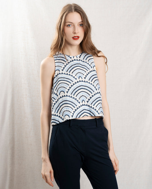 Blouse 3114164 White-Blue-Ciel