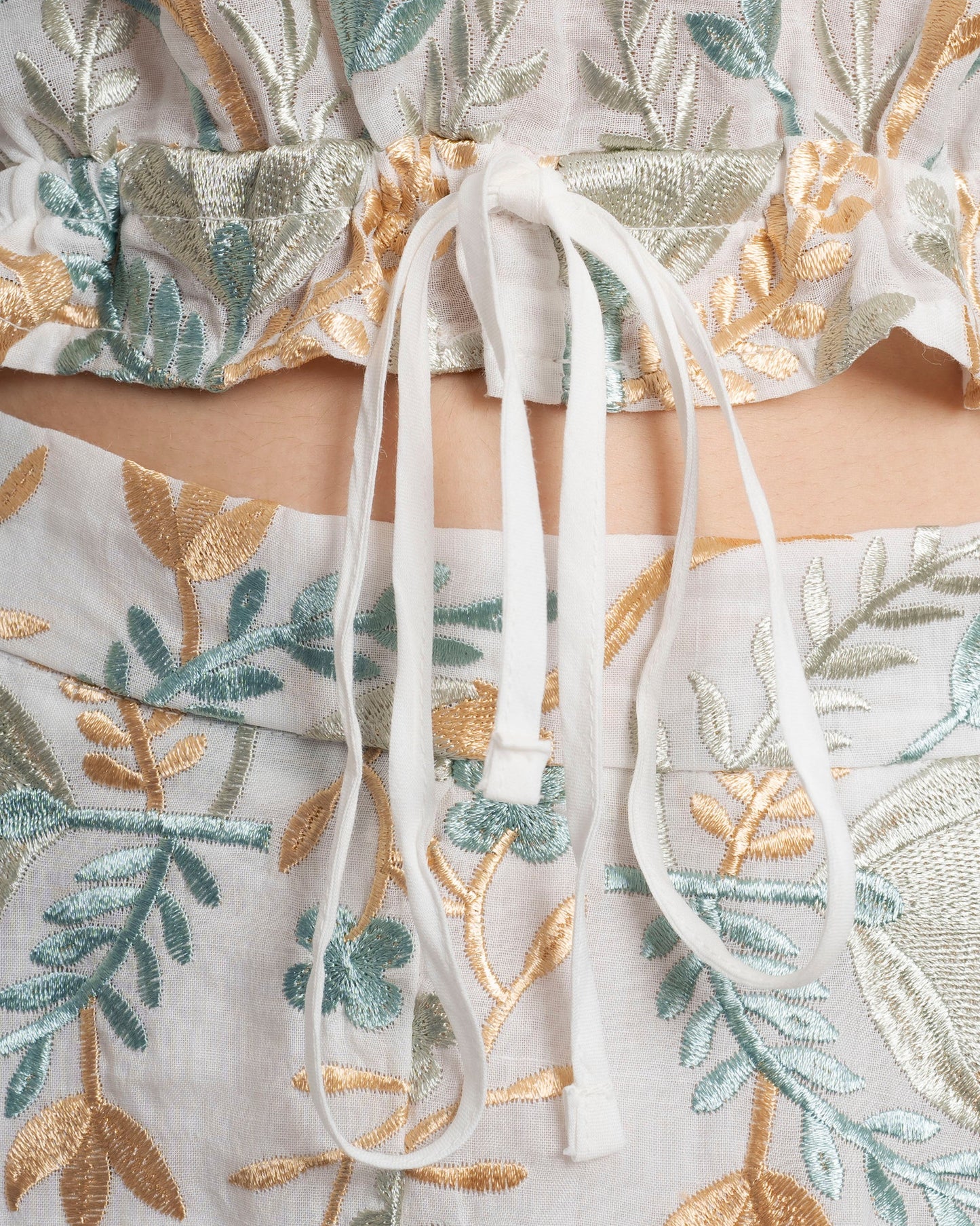 Kori | Blossom Drawstring Poplin Blouse - White Multi White-Multi-Gre