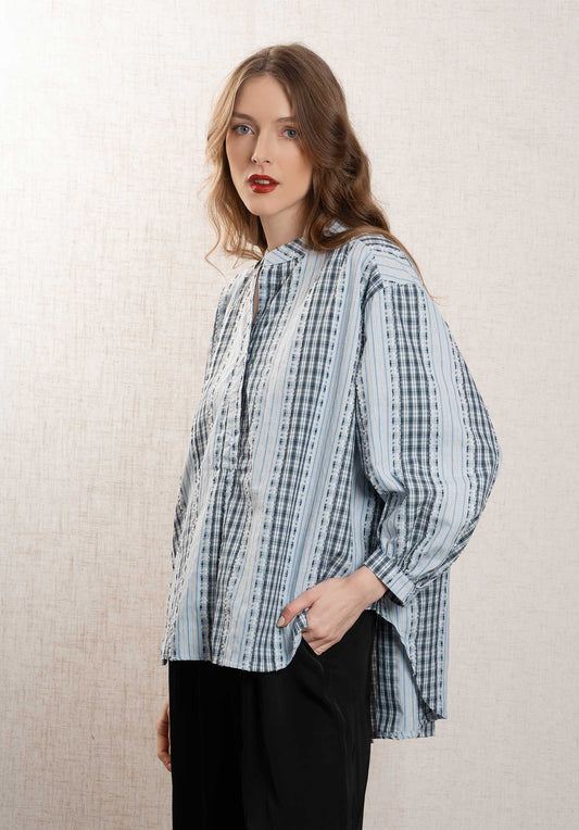 Blouse 96231 Blue-Black