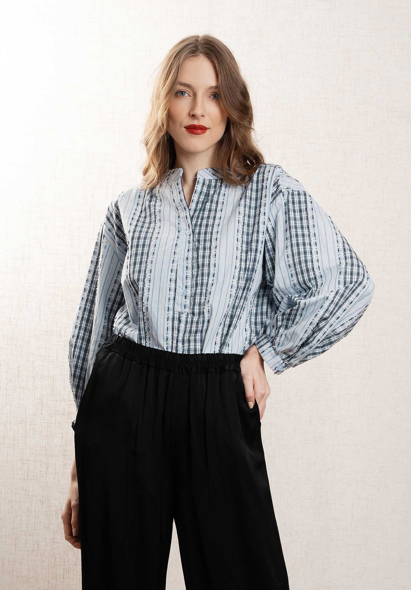 Blouse 96231 Blue-Black