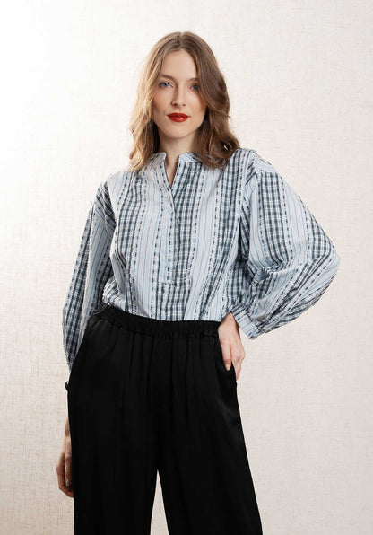 Blouse 96231 Blue-Black