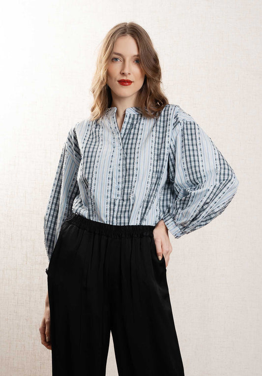 Blouse 96231 Blue-Black
