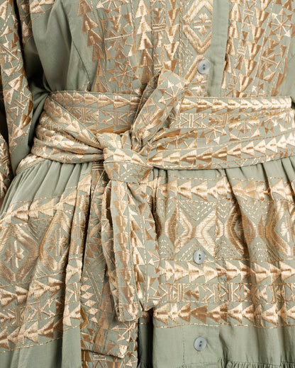 KORI | Chemisier Triangle Dress - Sage-Gold