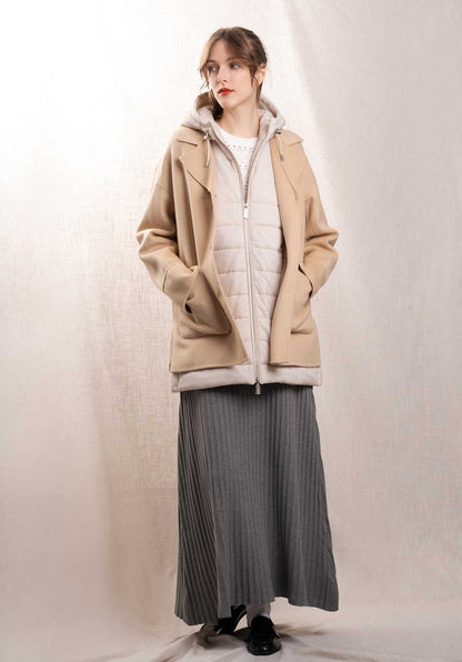Oakwood | Coat Libra in - Sculptural Wool Blend Dark-Beige Dark-Beige Dark-Beige Dark-Beige