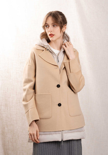 Oakwood | Coat Libra in - Sculptural Wool Blend Dark-Beige Dark-Beige Dark-Beige Dark-Beige