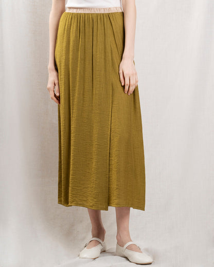 Hartford | Jasmina Cotton Poplin Skirt - Green Pickles 08-Pickles