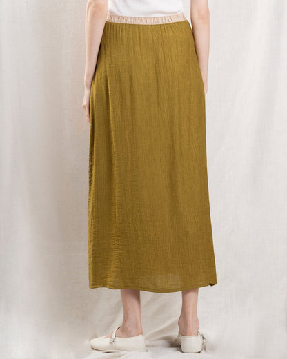 Hartford | Jasmina Cotton Poplin Skirt - Green Pickles 08-Pickles