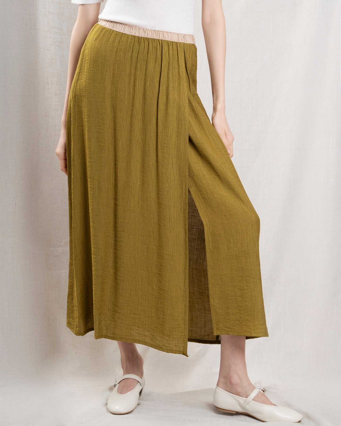 Hartford | Jasmina Cotton Poplin Skirt - Green Pickles 08-Pickles