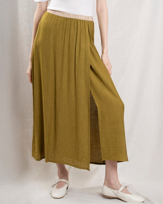Hartford | Jasmina Cotton Poplin Skirt - Green Pickles