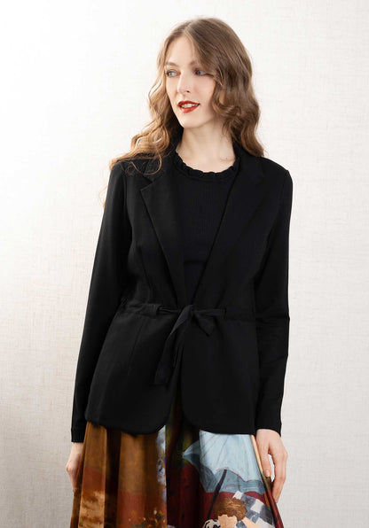Majestic | Belted Viscose Jacket - Black