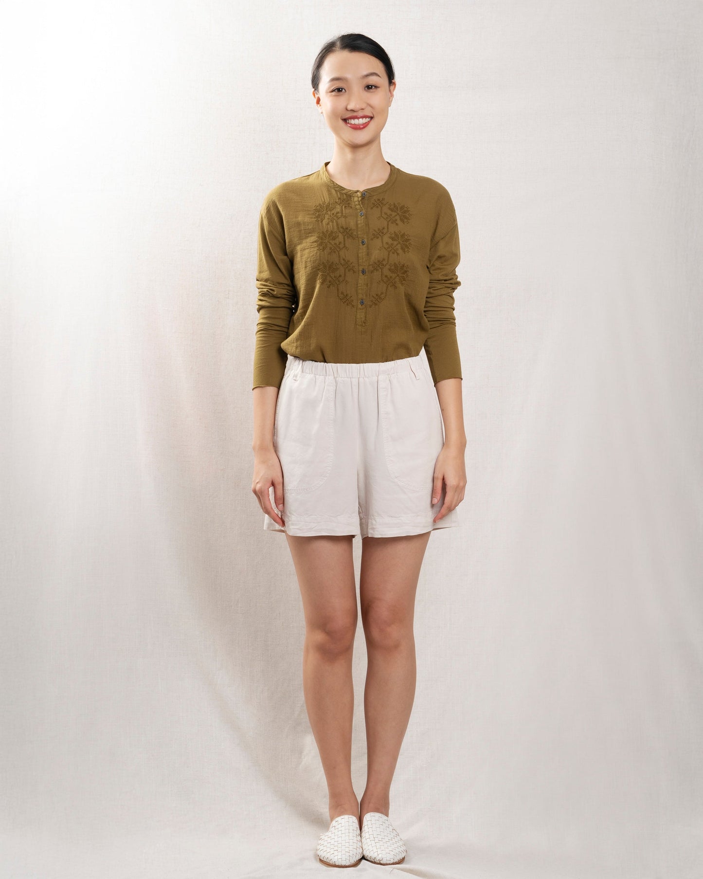 Hartford | Stefi Elastic Waist Shorts - Stone 21-Stone