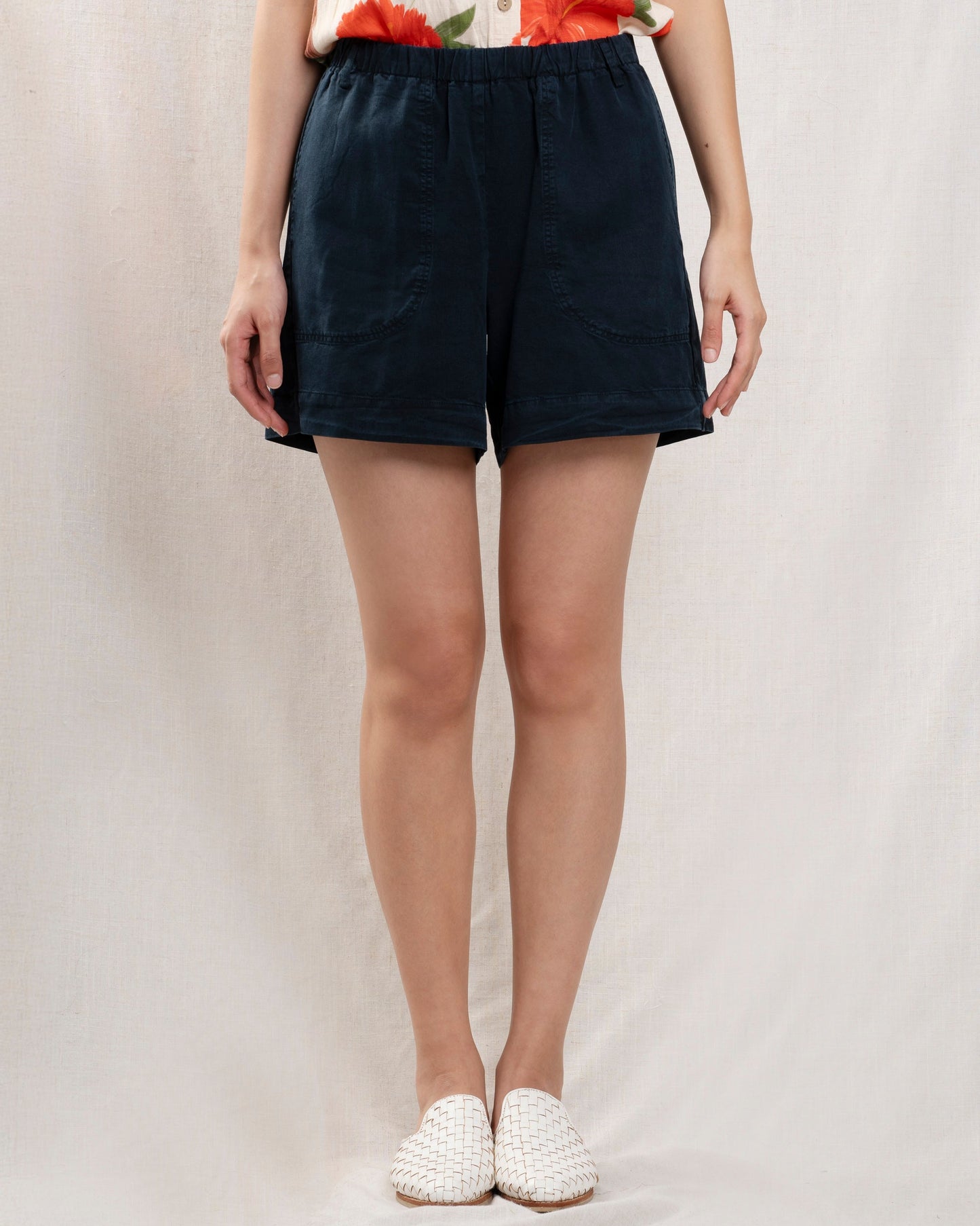 Hartford | Stefi Wide-Leg Shorts in Linen Blend 43-Night